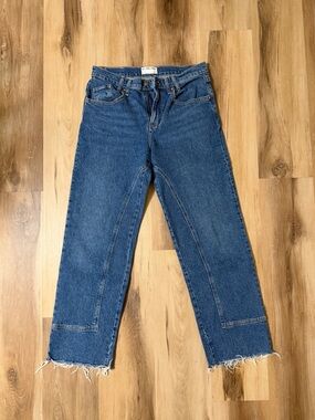 Free People We The Free Panel Straight Leg Jeans Size 28 Raw Hem